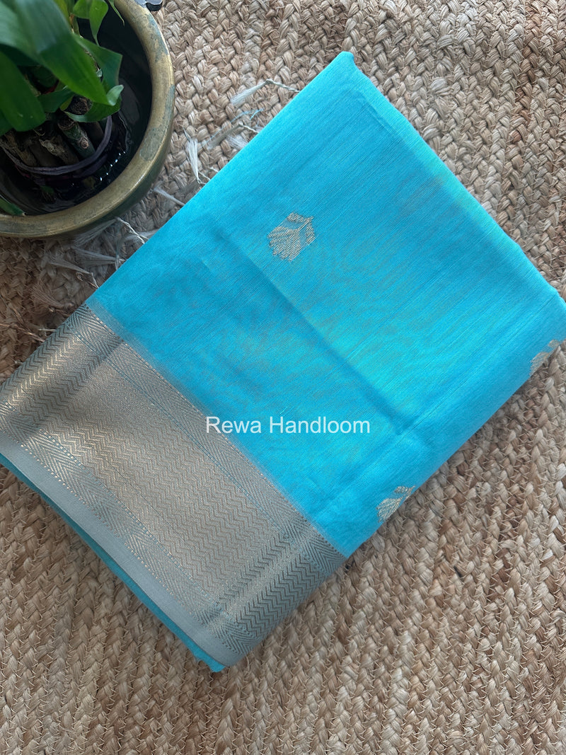 Maheshwari Sky Blue Lotus Butta Saree LBS095