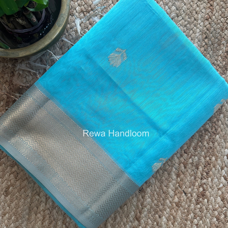 Maheshwari Sky Blue Lotus Butta Saree LBS095