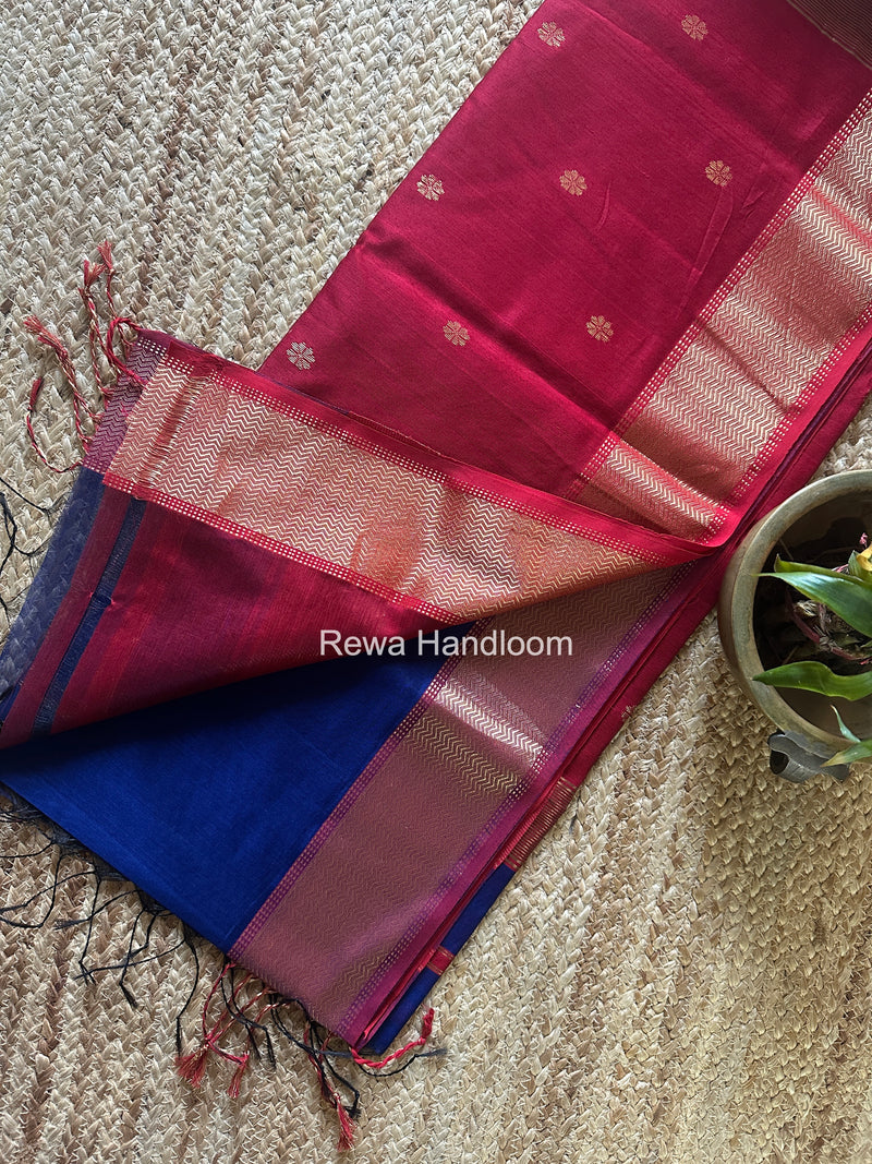 Maheshwari Blue Flower Butti Saree JBS0112