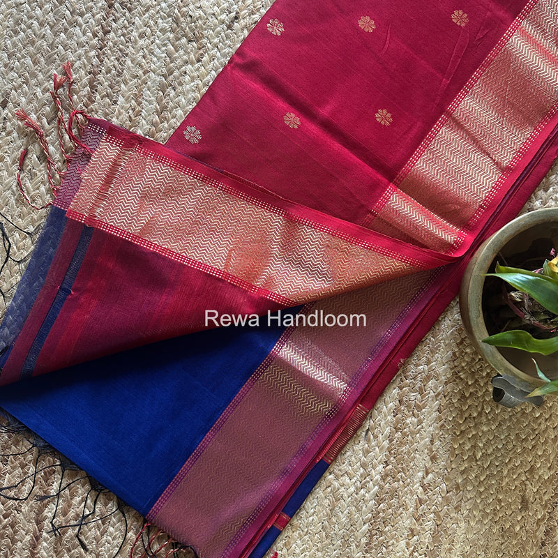 Maheshwari Blue Flower Butti Saree JBS0112