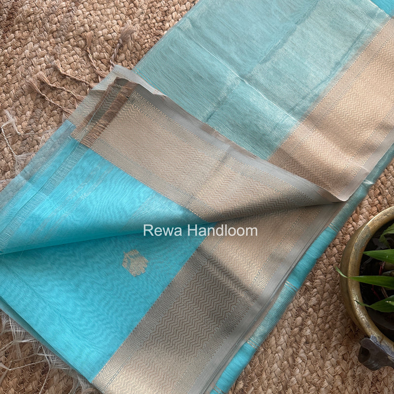 Maheshwari Sky Blue Lotus Butta Saree LBS095