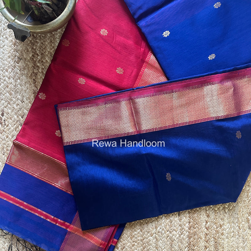 Maheshwari Blue Flower Butti Saree JBS0112