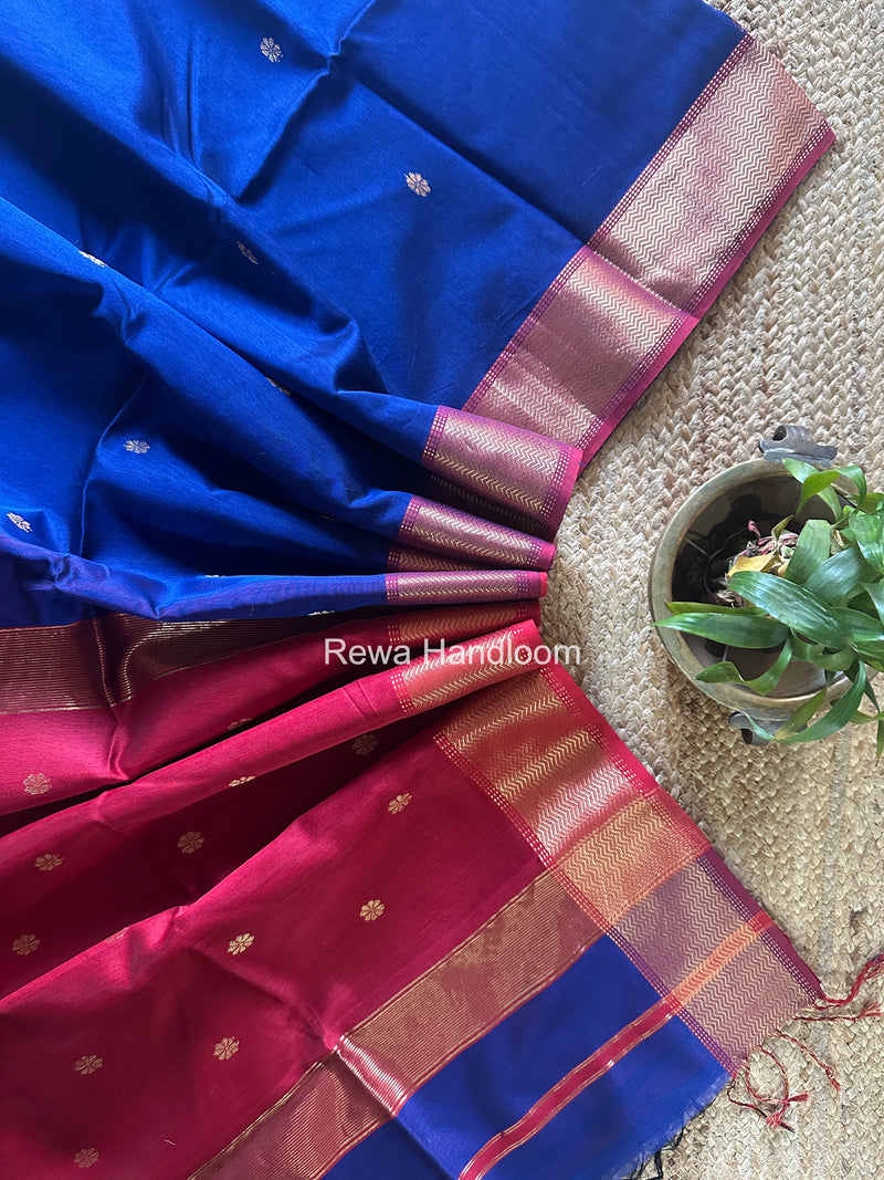 Maheshwari Blue Flower Butti Saree JBS0112