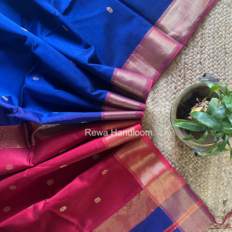 Maheshwari Blue Flower Butti Saree JBS0112