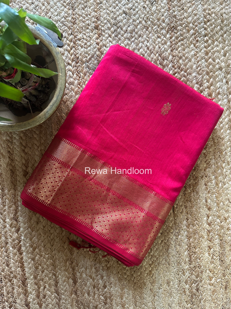 Rani Pink Flower Butti Maheshwari Saree JBS046