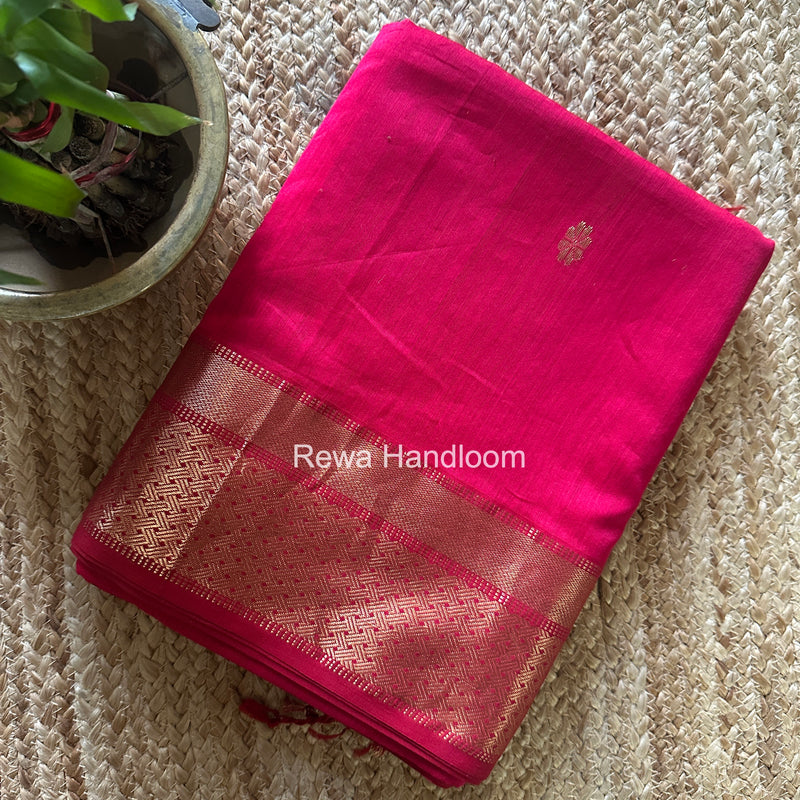 Rani Pink Flower Butti Maheshwari Saree JBS046