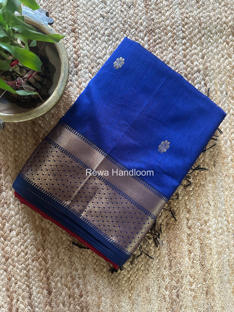 Maheshwari Blue Flower Butti Saree JBS038