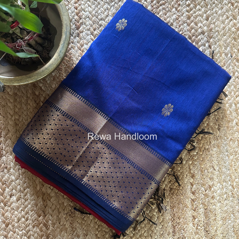 Maheshwari Blue Flower Butti Saree JBS038