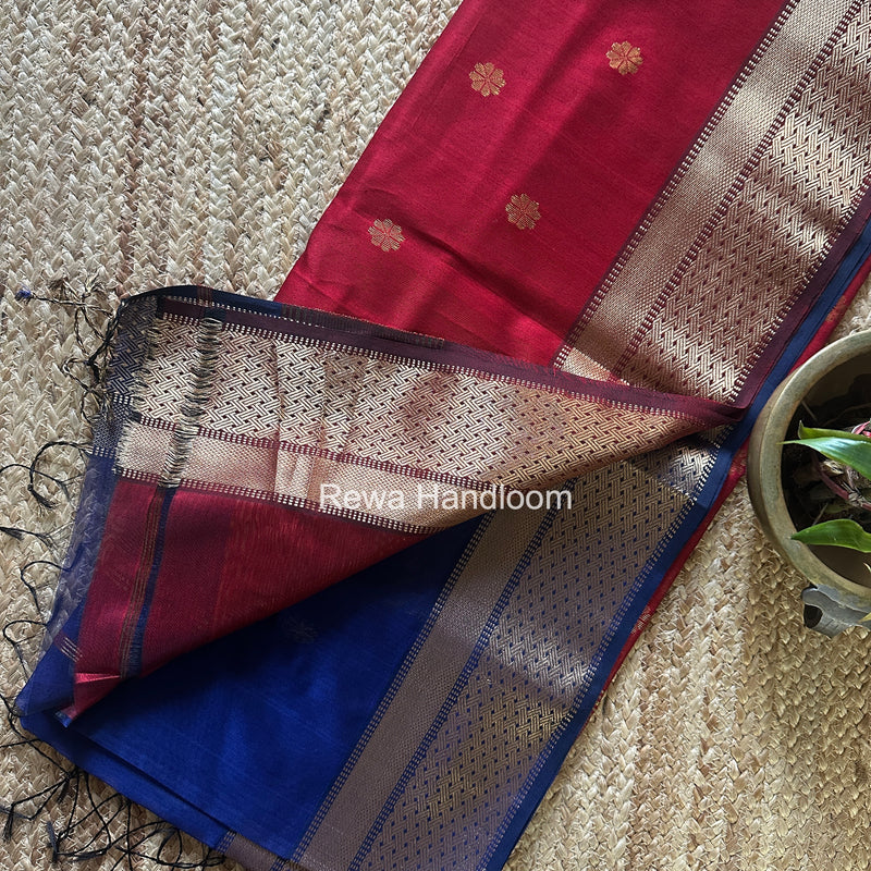 Maheshwari Blue Flower Butti Saree JBS038
