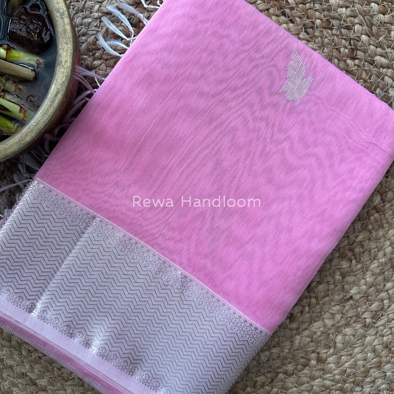Maheshwari Baby Pink Silver Butti Saree SGSB010