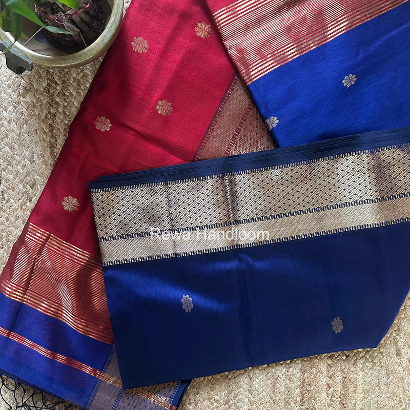 Maheshwari Blue Flower Butti Saree JBS038