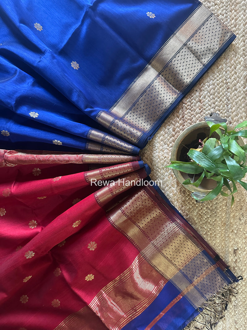 Maheshwari Blue Flower Butti Saree JBS038