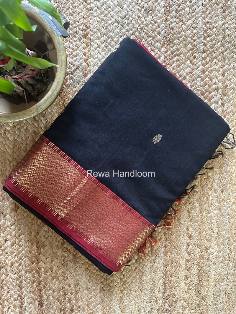 Maheshwari Black Flower Butti Saree JBS0111