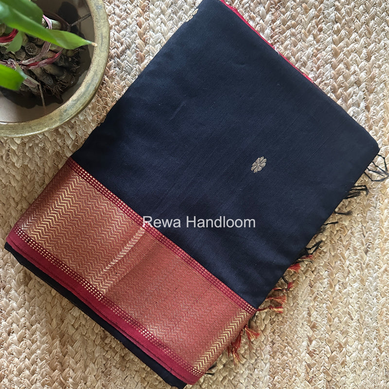 Maheshwari Black Flower Butti Saree JBS0111