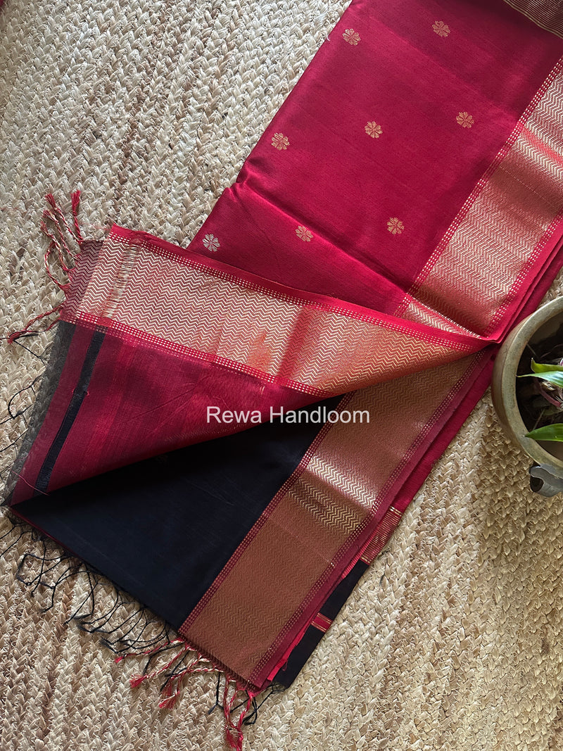 Maheshwari Black Flower Butti Saree JBS0111