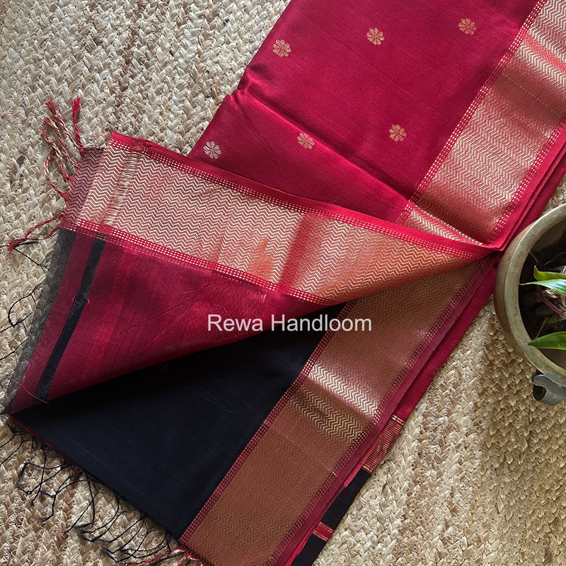 Maheshwari Black Flower Butti Saree JBS0111