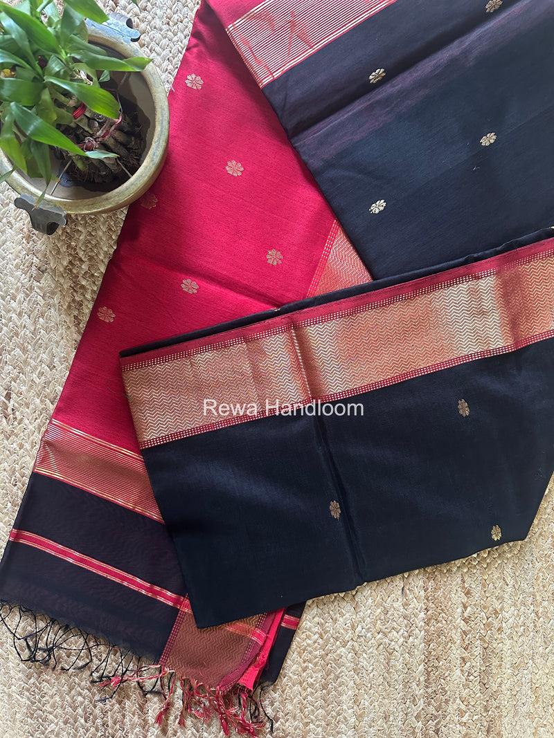 Maheshwari Black Flower Butti Saree JBS0111