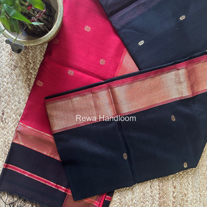 Maheshwari Black Flower Butti Saree JBS0111