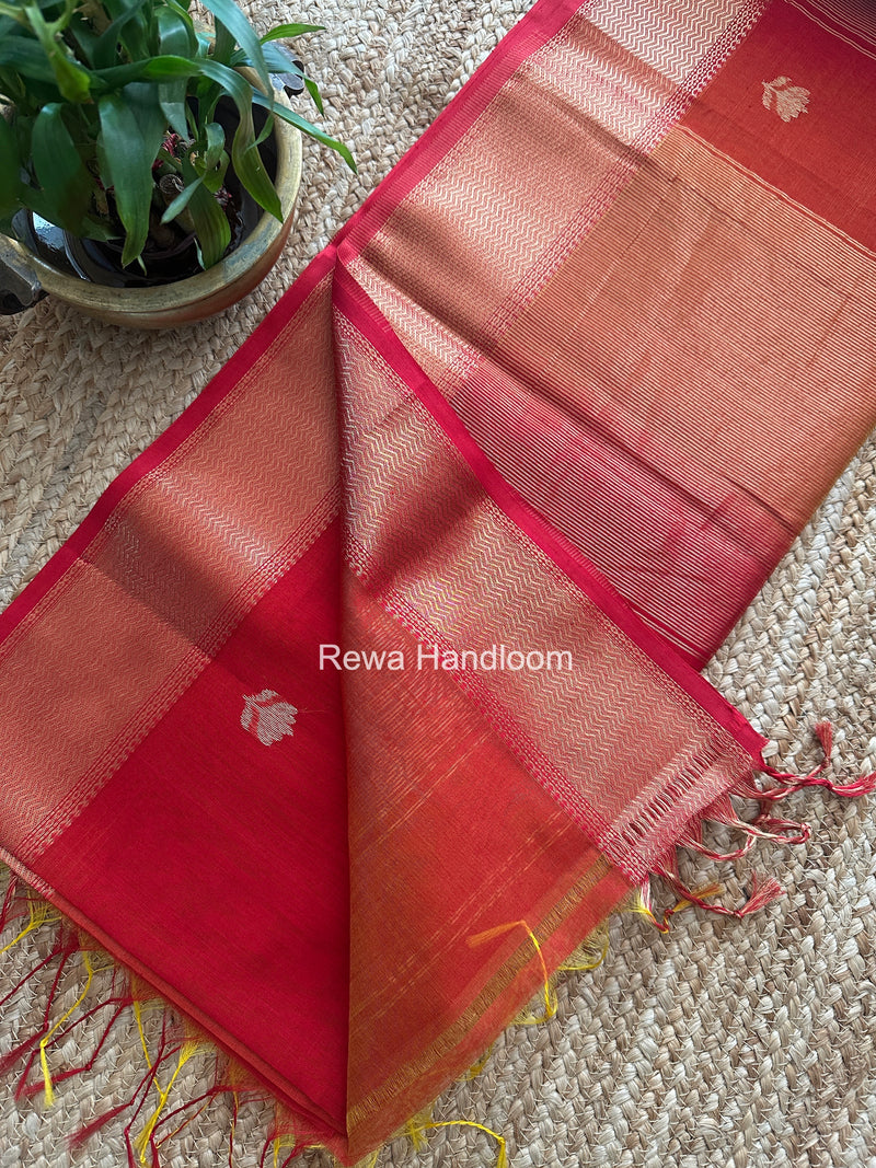 Maheshwari Red Lotus Shaded Butta Saree SLB07