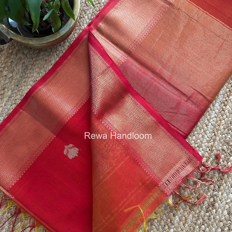 Maheshwari Red Lotus Shaded Butta Saree SLB07