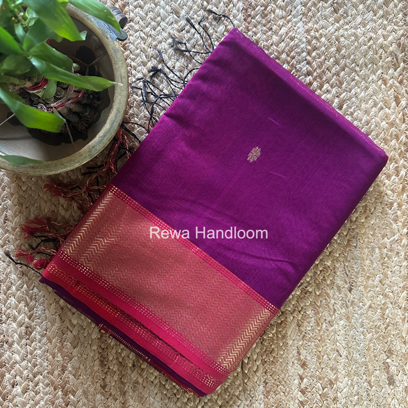 Maheshwari Purple Flower Butti Saree JBS0110