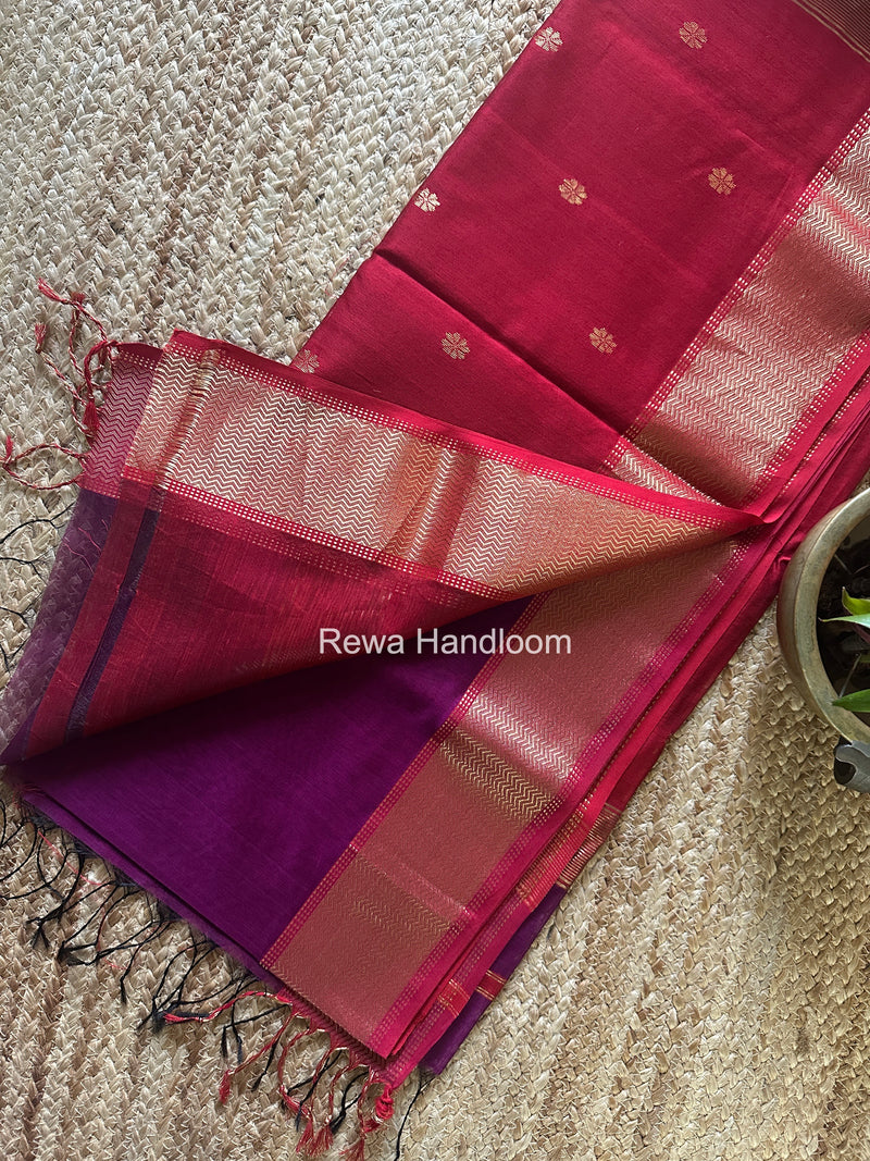 Maheshwari Purple Flower Butti Saree JBS0110