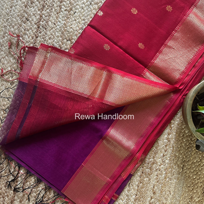 Maheshwari Purple Flower Butti Saree JBS0110