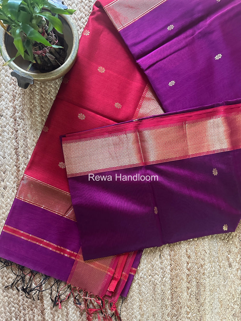 Maheshwari Purple Flower Butti Saree JBS0110