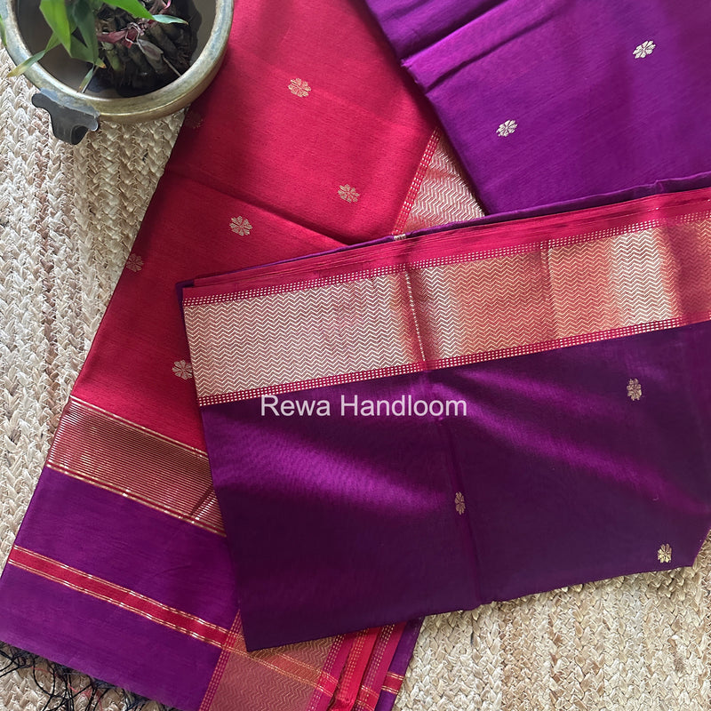 Maheshwari Purple Flower Butti Saree JBS0110