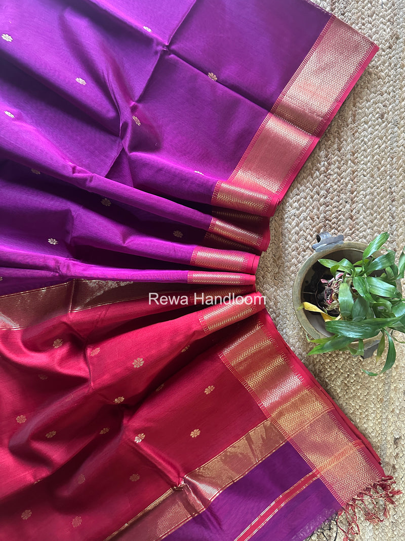 Maheshwari Purple Flower Butti Saree JBS0110