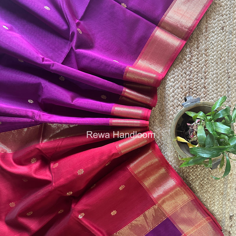 Maheshwari Purple Flower Butti Saree JBS0110