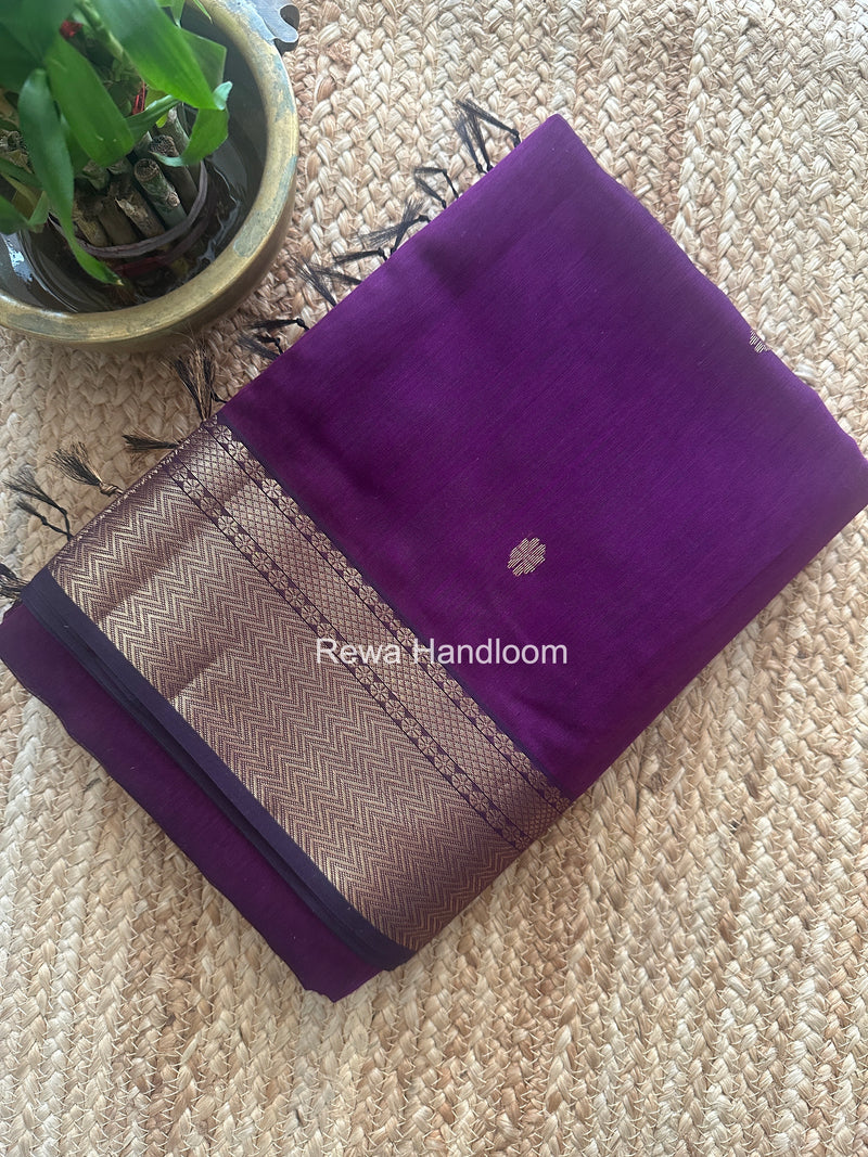 Maheshwari Dark Purple Flower Butti Saree JBS094