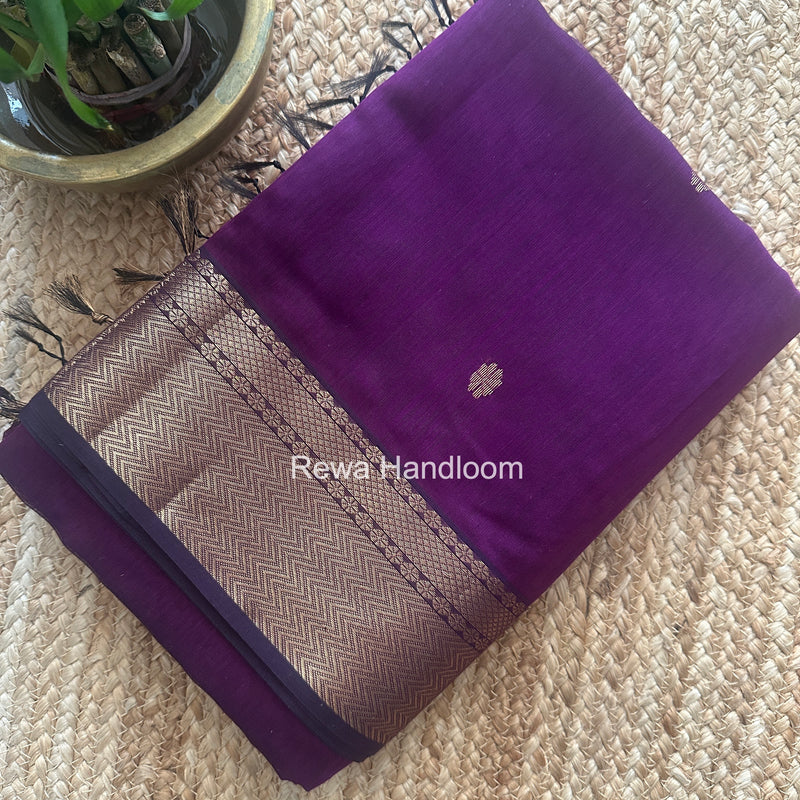 Maheshwari Dark Purple Flower Butti Saree JBS094