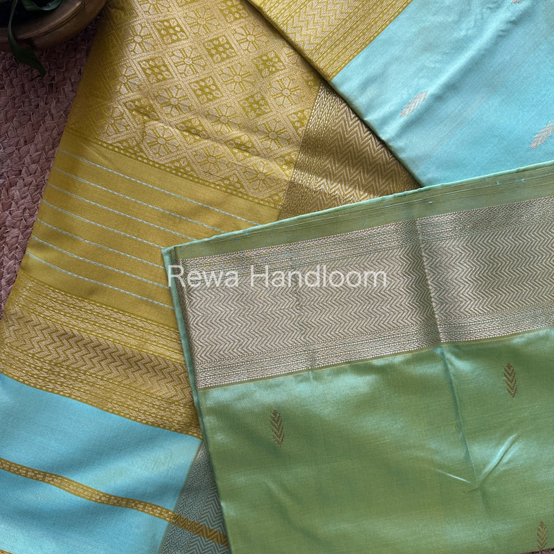 Maheshwari Pista Green Pure Silk Saree PS23