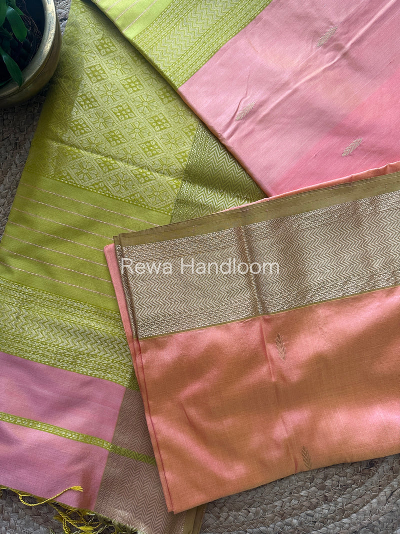 Maheshwari Pink Pure Silk Saree PS25