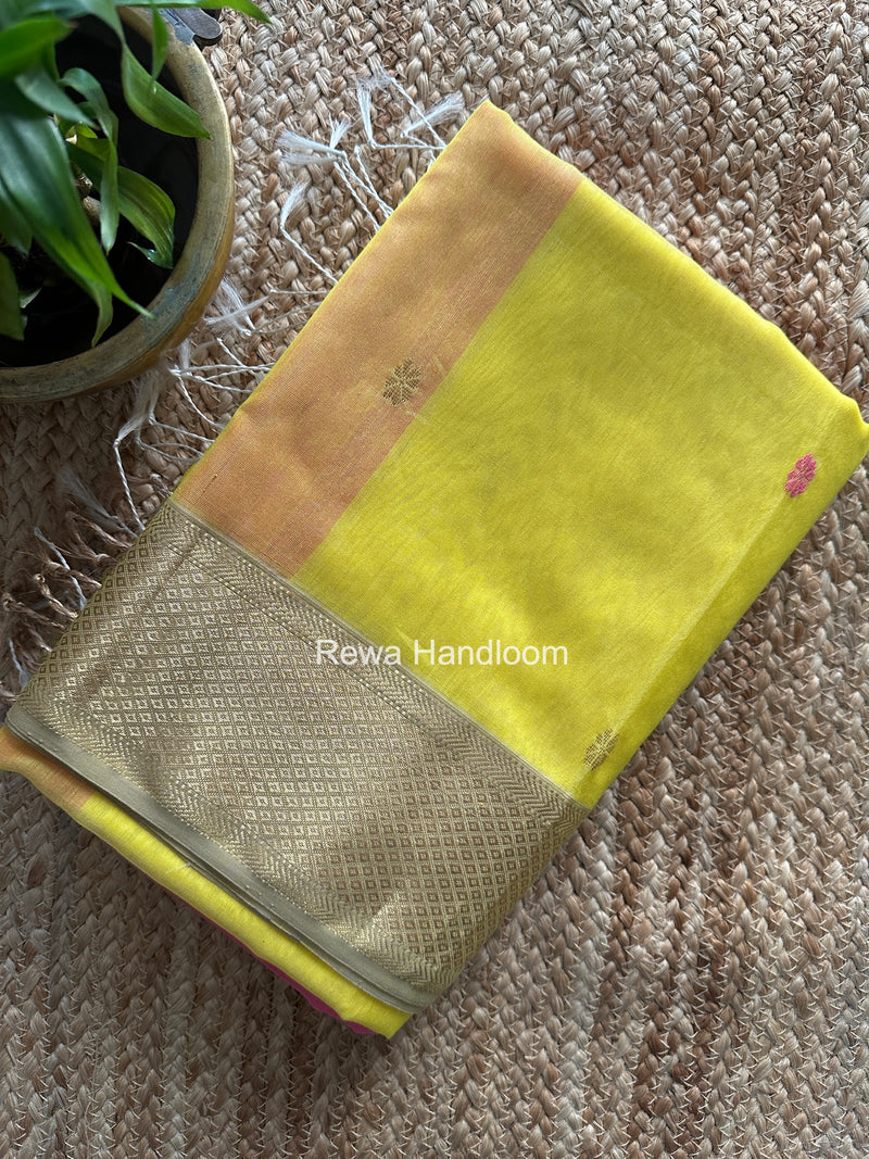 Maheshwari Yellow Flower Butti Saree JBS096
