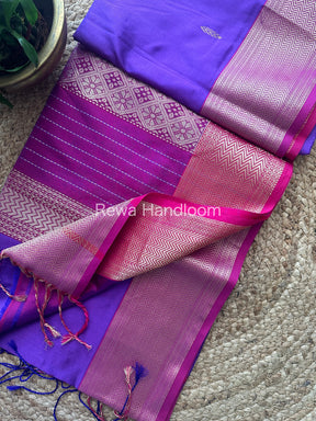 Maheshwari Purple Pure Silk Saree PS27