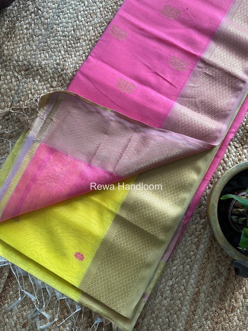 Maheshwari Yellow Flower Butti Saree JBS096