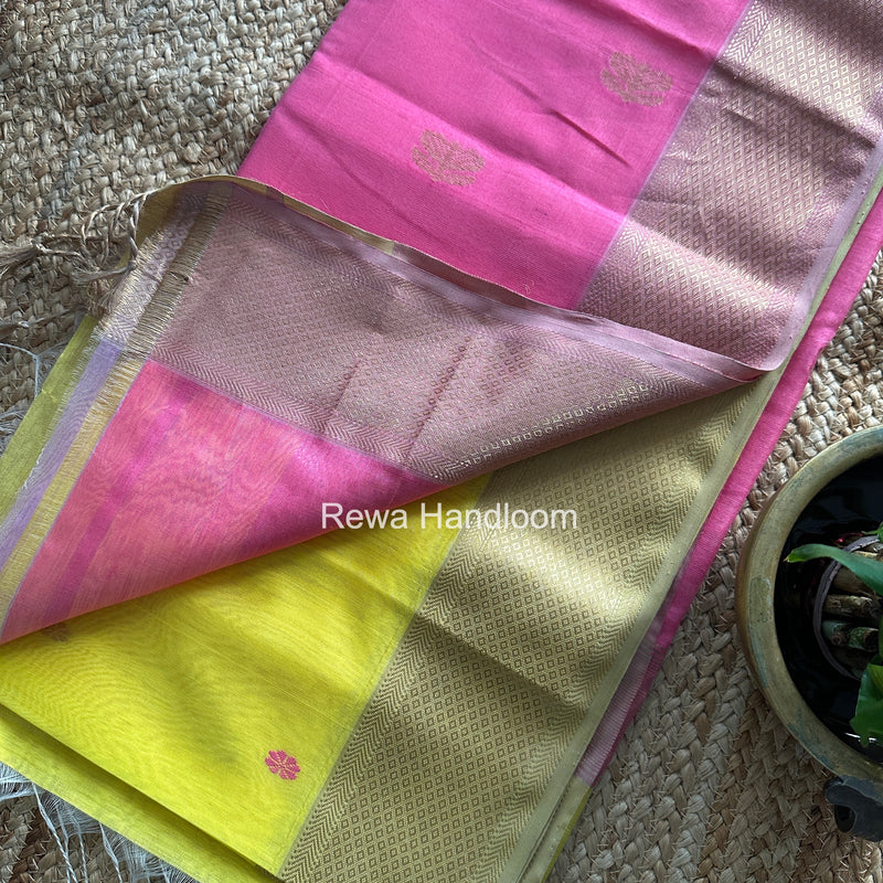 Maheshwari Yellow Flower Butti Saree JBS096