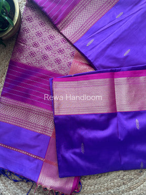 Maheshwari Purple Pure Silk Saree PS27