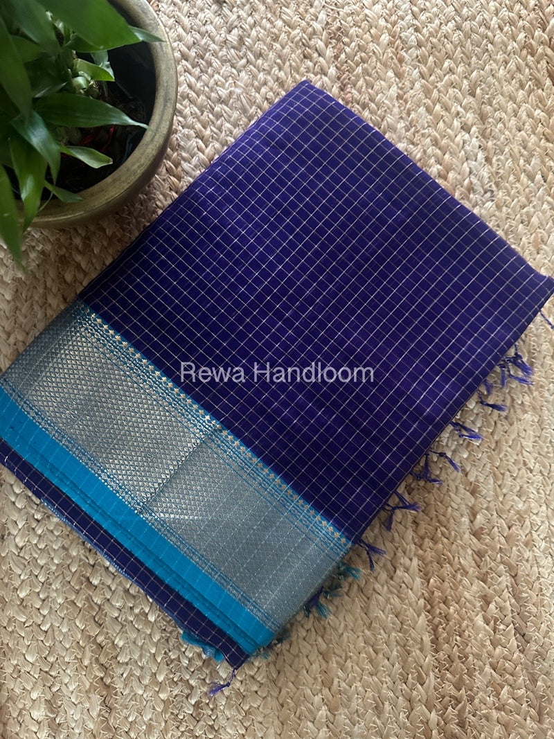 Maheshwari Purple Zari Checks Saree ZCHX355