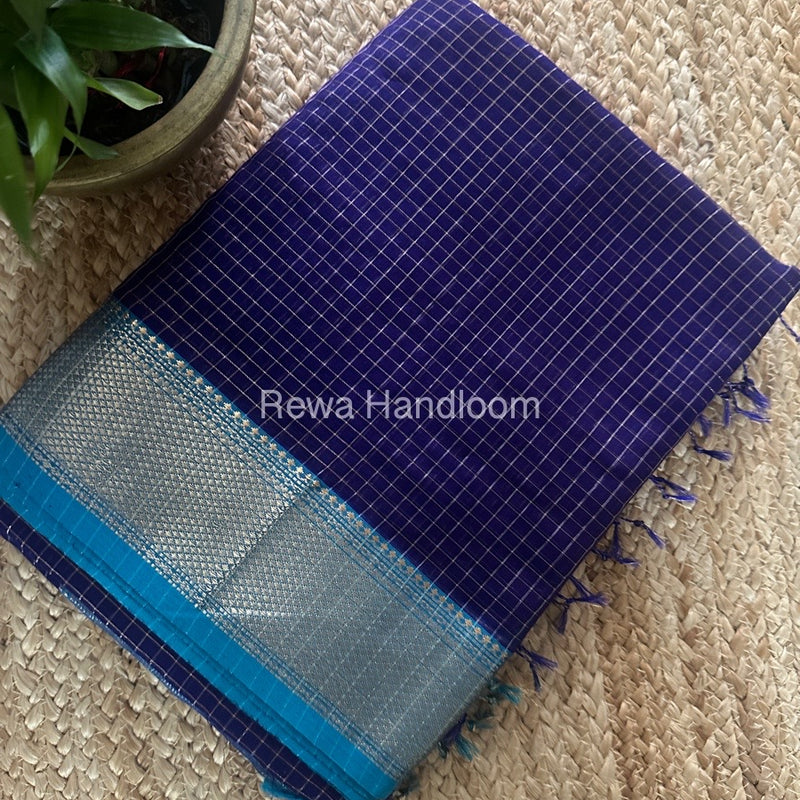 Maheshwari Purple Zari Checks Saree ZCHX355