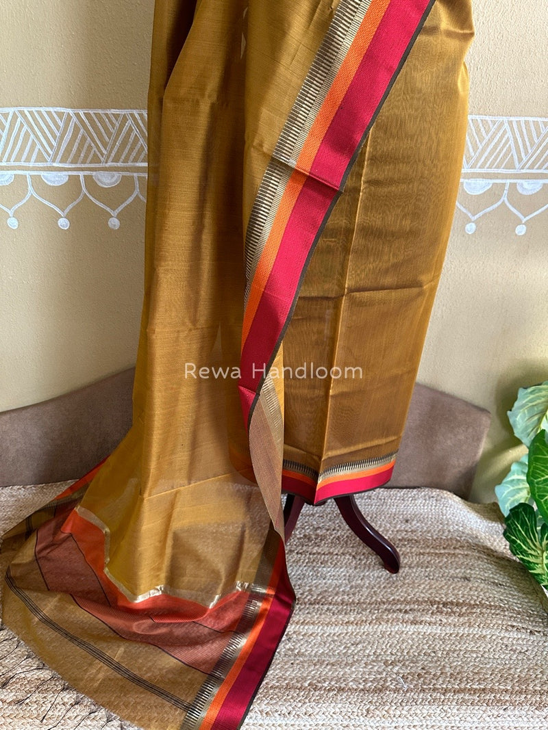 Maheshwari Mustard Yellow Multicolour Dress Material RTP019