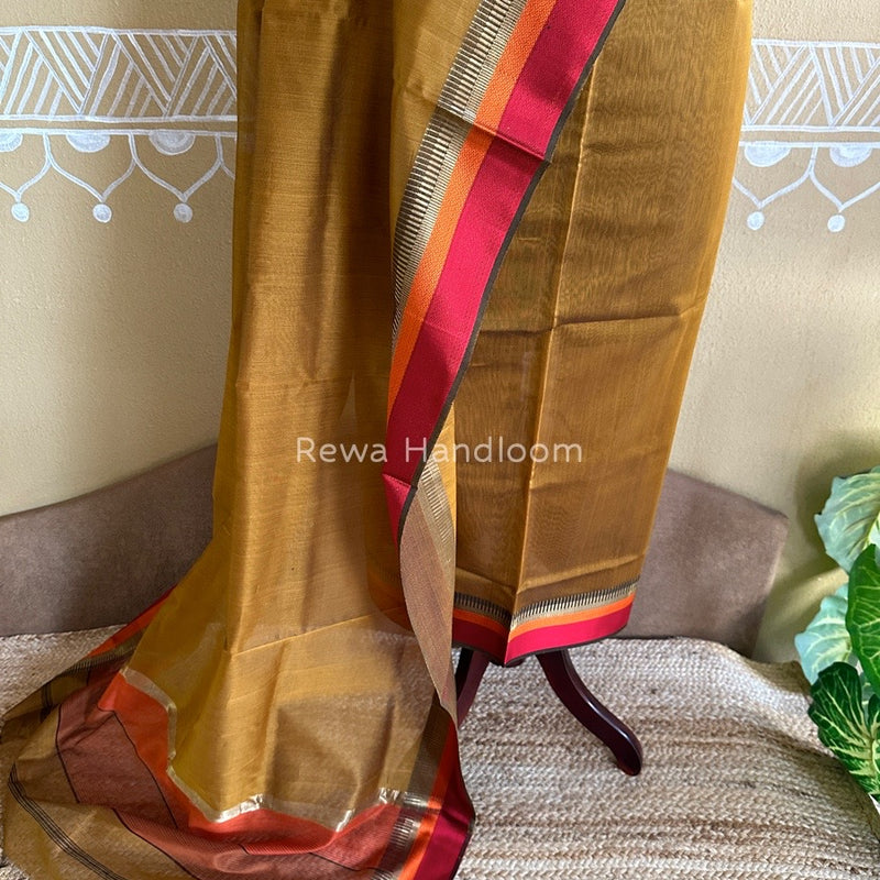Maheshwari Mustard Yellow Multicolour Dress Material RTP019