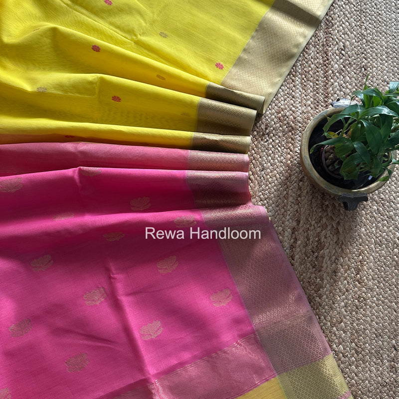 Maheshwari Yellow Flower Butti Saree JBS096