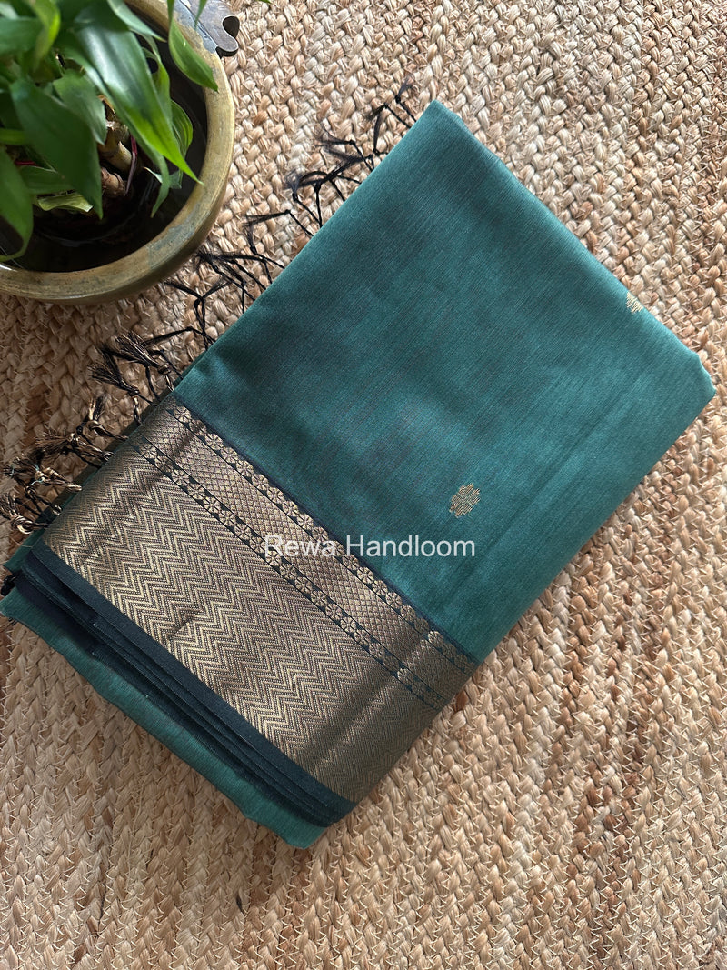 Maheshwari Tile Green Flower Butti Saree JBS097