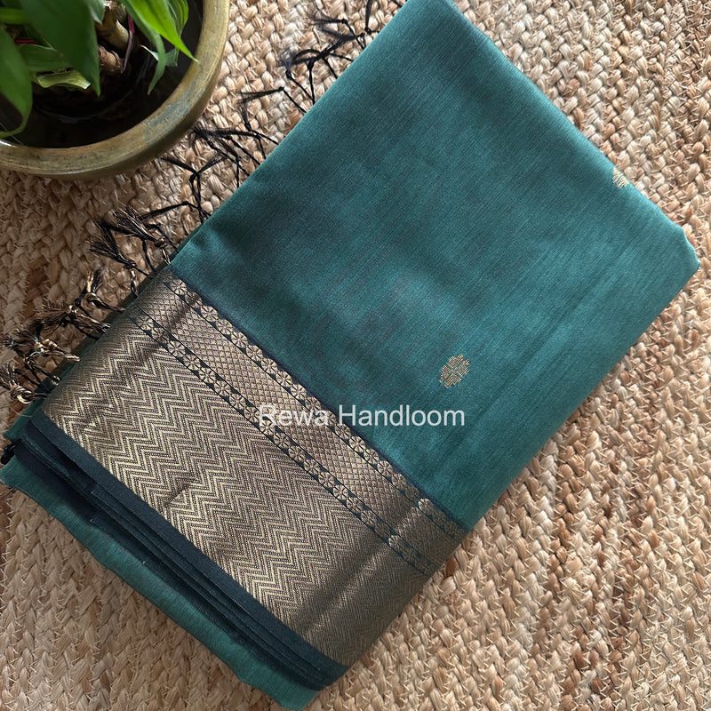 Maheshwari Tile Green Flower Butti Saree JBS097