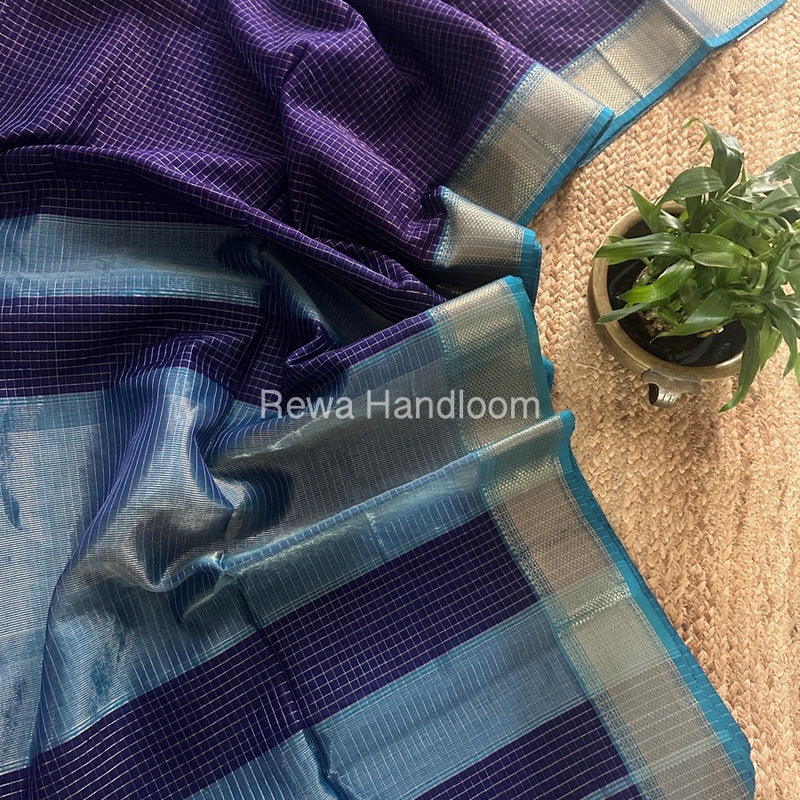 Maheshwari Purple Zari Checks Saree ZCHX355