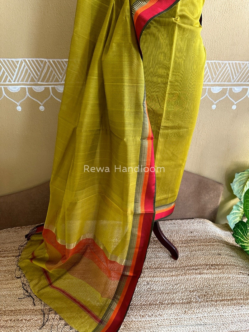Maheshwari Mustard Green Multicolour Dress Material RTP021