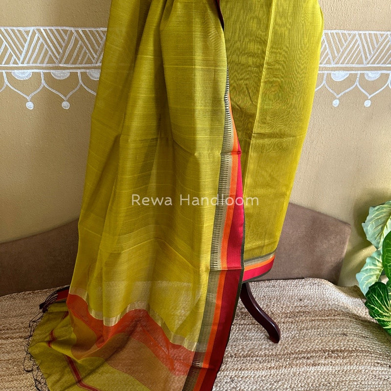 Maheshwari Mustard Green Multicolour Dress Material RTP021